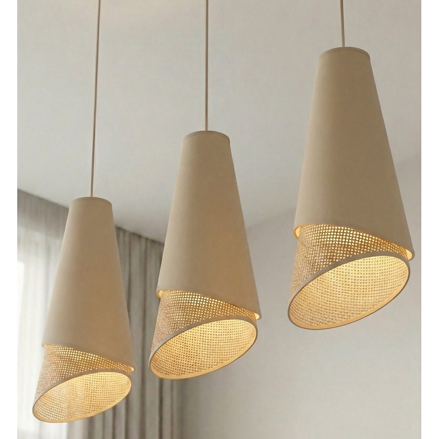 Luster na sajli MODA 3xE27/15W/230V bež/ratan