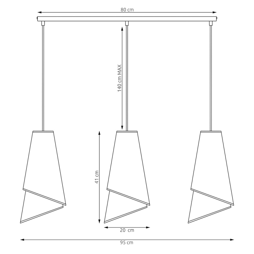 Luster na sajli MODA 3xE27/15W/230V siva/crna