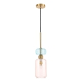 Luster na sajli MOLLY 1xE14/40W/230V, prečnik 12 cm, zlatna/ružičasta/plava