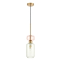Luster na sajli MOLLY 1xE14/40W/230V, prečnik 12 cm, zlatna/zelena/ružičasta