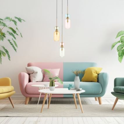 Luster na sajli MOLLY 3xE14/40W/230V, prečnik 38 cm, šaren
