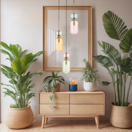 Luster na sajli MOLLY 3xE14/40W/230V, prečnik 38 cm, šaren