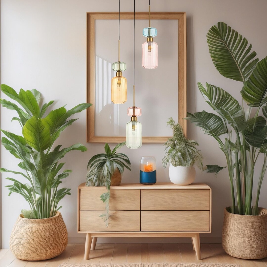 Luster na sajli MOLLY 3xE14/40W/230V, prečnik 38 cm, šaren