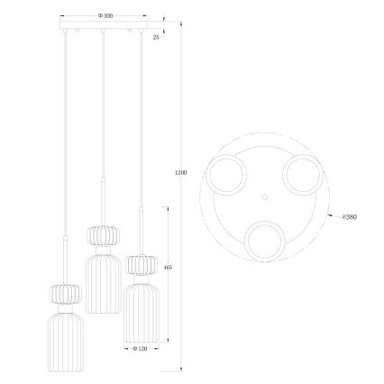 Luster na sajli MOLLY 3xE14/40W/230V, prečnik 38 cm, šaren