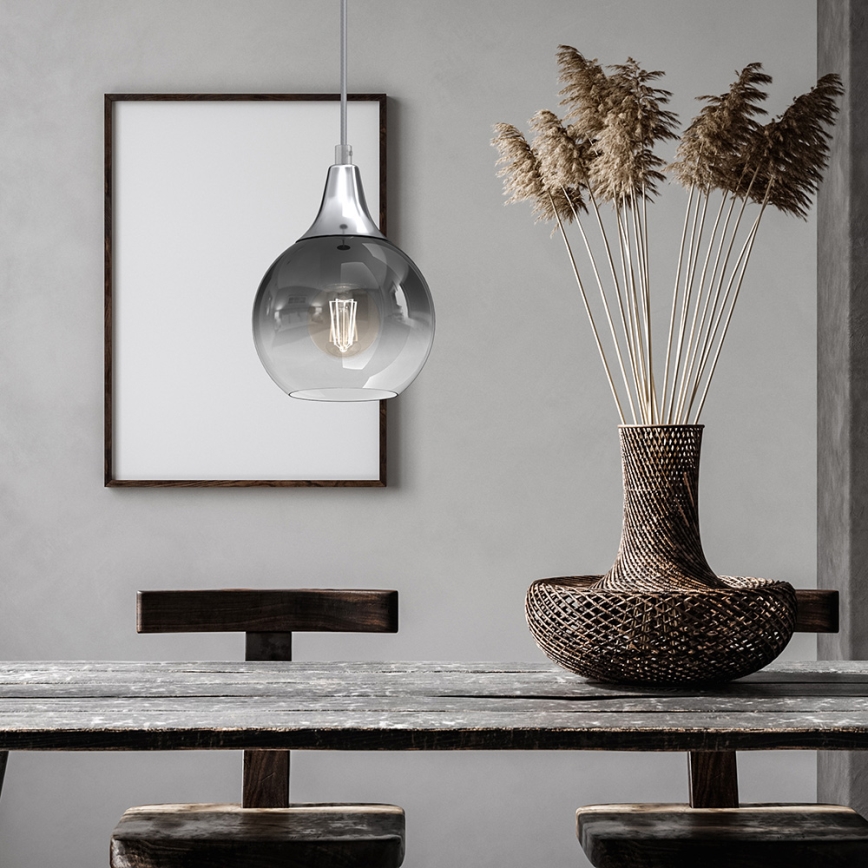 Luster na sajli MONTE 1xE27/60W/230V prečnik 15 cm mat hrom