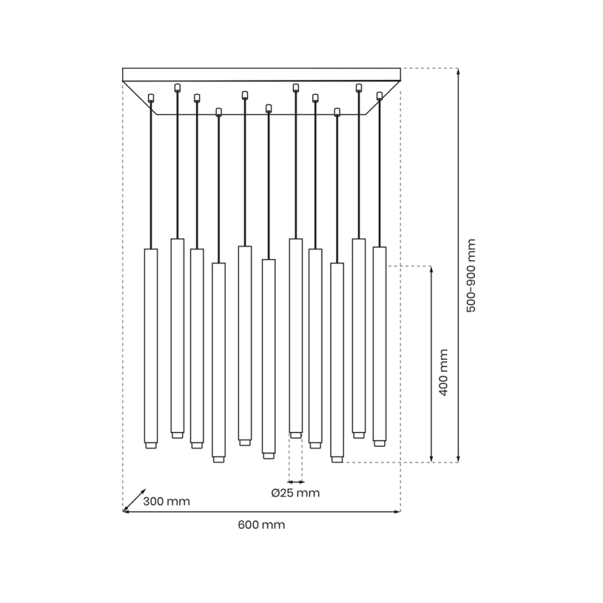 Luster na sajli MONZA 11xG9/8W/230V crni