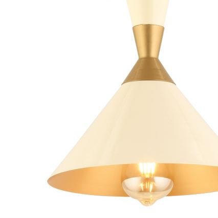 Luster na sajli MONZA 1xE27/40W/230V prečnik 25 cm krem/zlatna