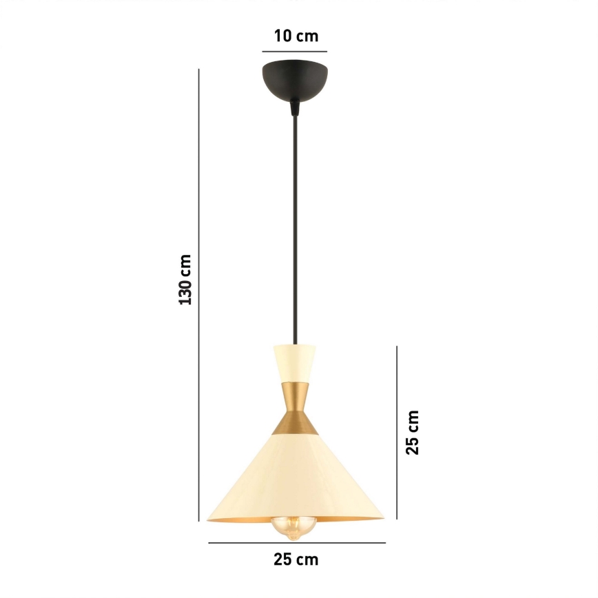 Luster na sajli MONZA 1xE27/40W/230V prečnik 25 cm krem/zlatna