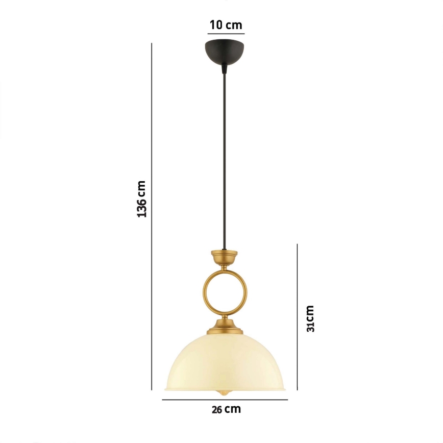 Luster na sajli MONZA 1xE27/40W/230V prečnik 26 cm krem/bronza