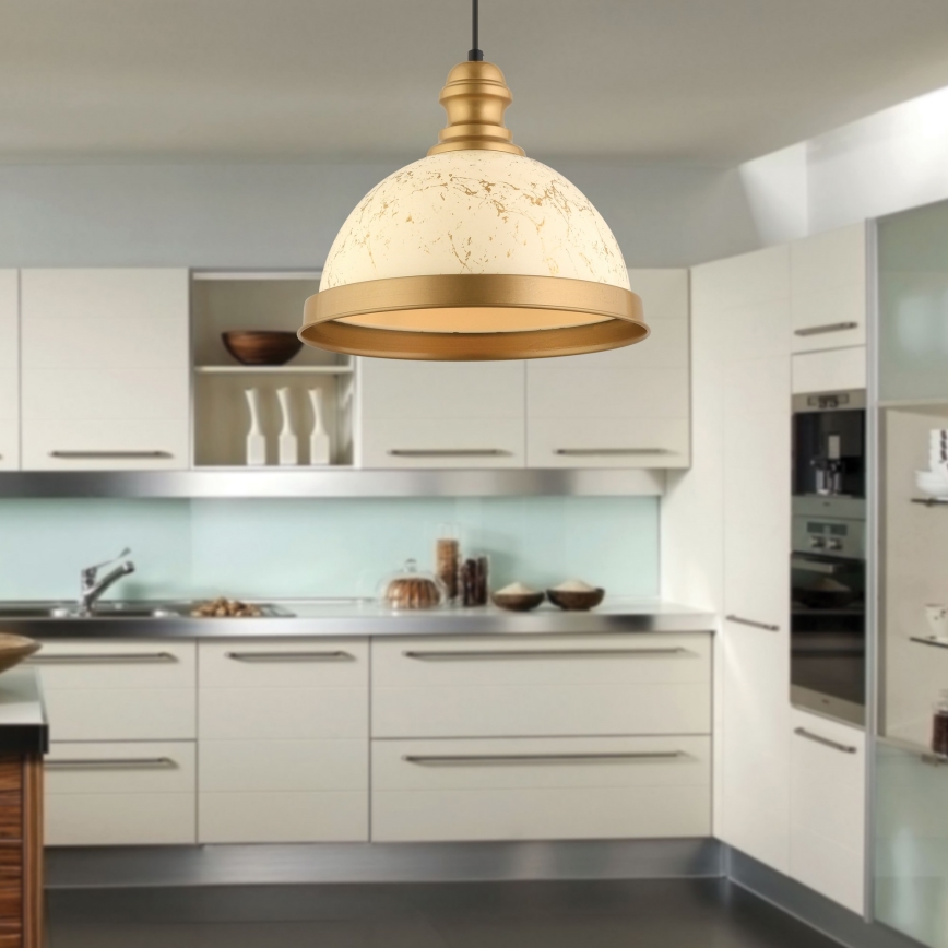Luster na sajli MONZA 1xE27/40W/230V, prečnik 29 cm, krem/bronza