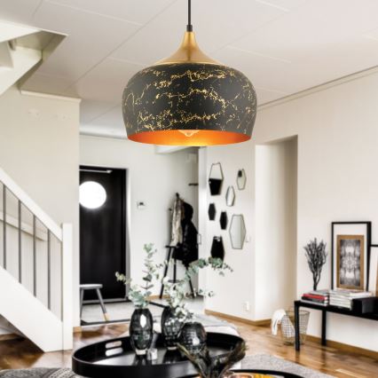 Luster na sajli MONZA 1xE27/40W/230V, prečnik 30 cm, crna/bronza