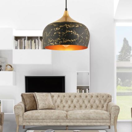 Luster na sajli MONZA 1xE27/40W/230V, prečnik 30 cm, crna/bronza