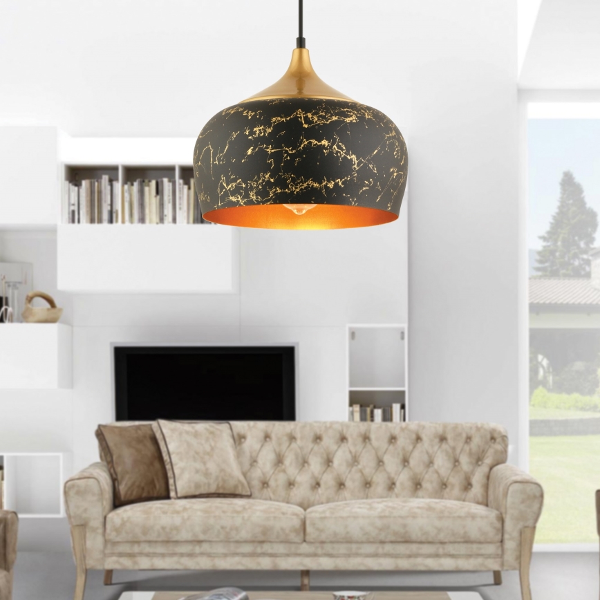 Luster na sajli MONZA 1xE27/40W/230V, prečnik 30 cm, crna/bronza