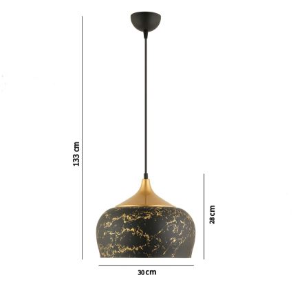 Luster na sajli MONZA 1xE27/40W/230V, prečnik 30 cm, crna/bronza