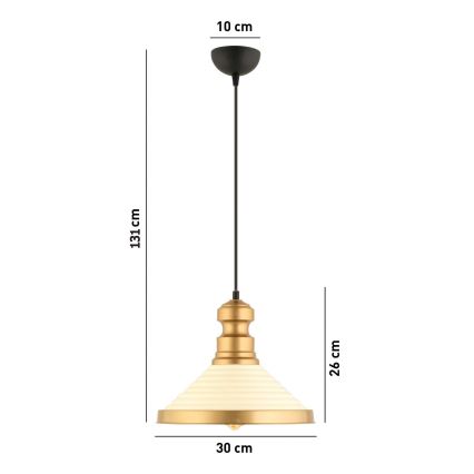 Luster na sajli MONZA 1xE27/40W/230V prečnik 30 cm krem/zlatan