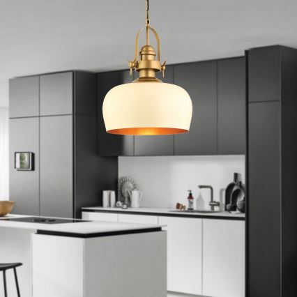 Luster na sajli MONZA 1xE27/40W/230V Ø 30 cm krem/bronza
