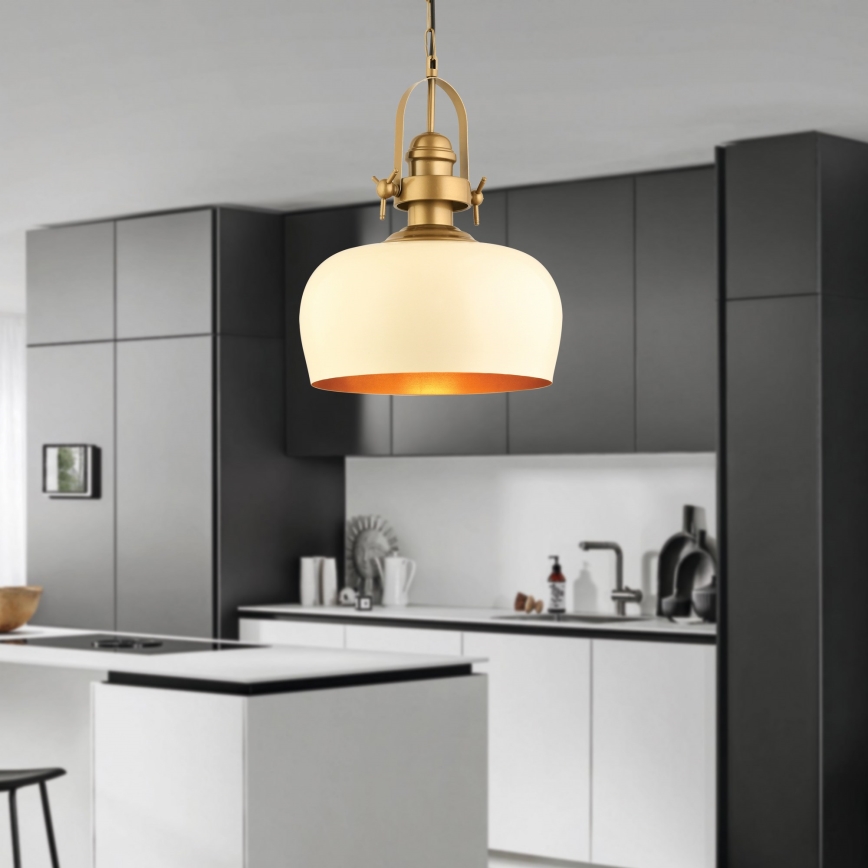 Luster na sajli MONZA 1xE27/40W/230V Ø 30 cm krem/bronza