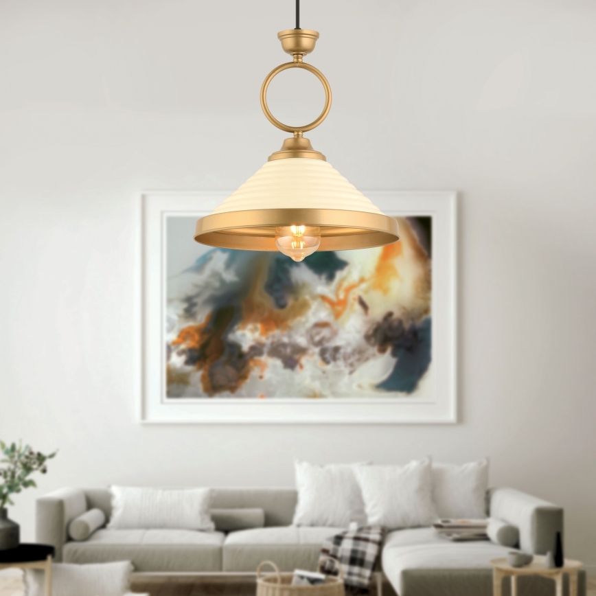 Luster na sajli MONZA 1xE27/40W/230V Ø 30 cm krem/bronza