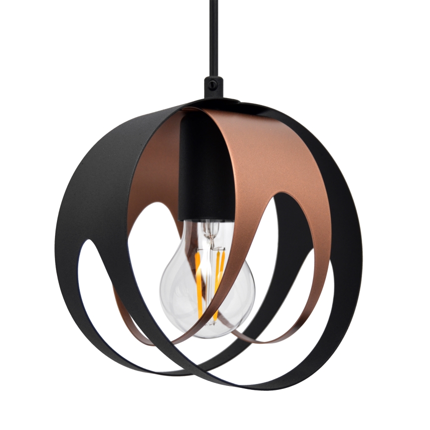 Luster na sajli MOONLIGHT 3xE27/15W/230V crni/bakreni