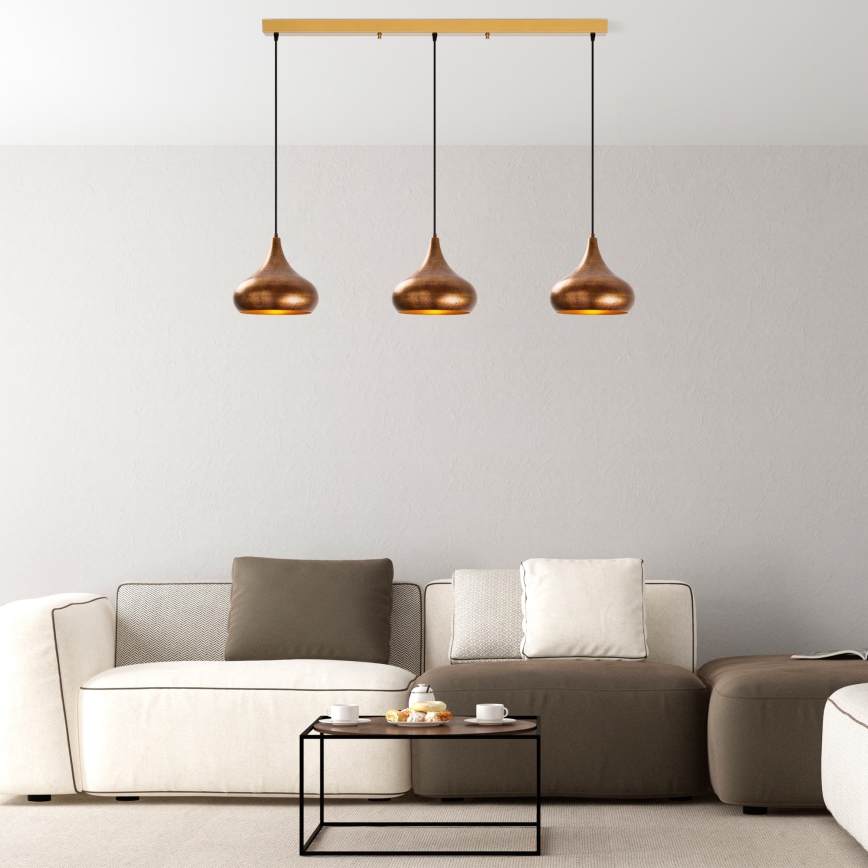Luster na sajli MUBA 3xE27/40W/230V u bakarnoj boji