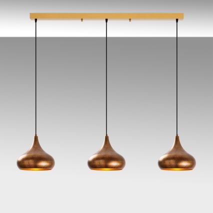 Luster na sajli MUBA 3xE27/40W/230V u bakarnoj boji
