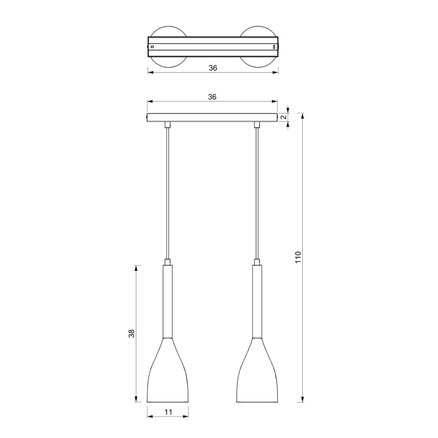 Luster na sajli MUZA 2xE27/60W/230V buk