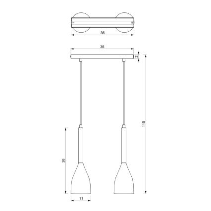 Luster na sajli MUZA 2xE27/60W/230V bukva