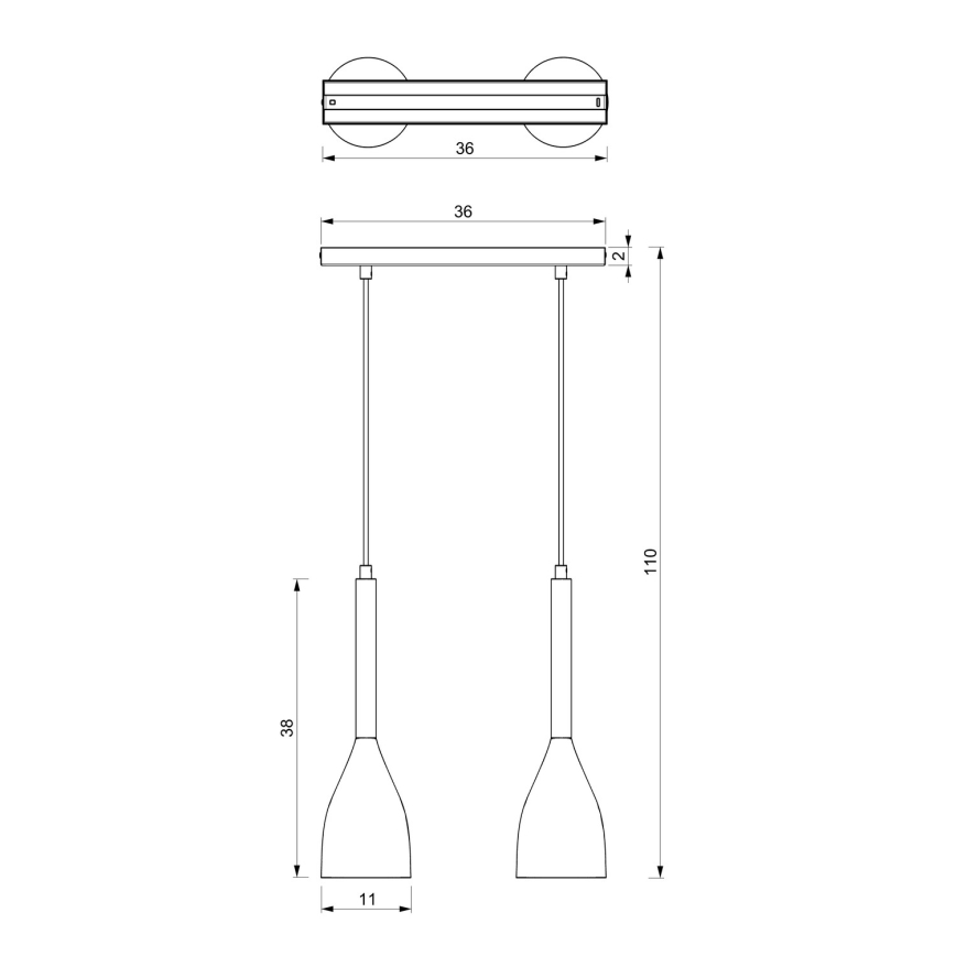 Luster na sajli MUZA 2xE27/60W/230V bukva