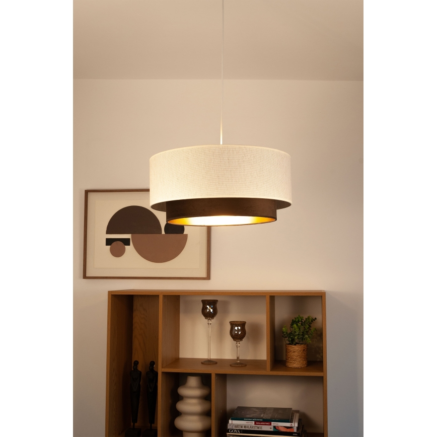 Luster na sajli NATIA 1xE27/60W/230V prečnik 45 cm bela/braon