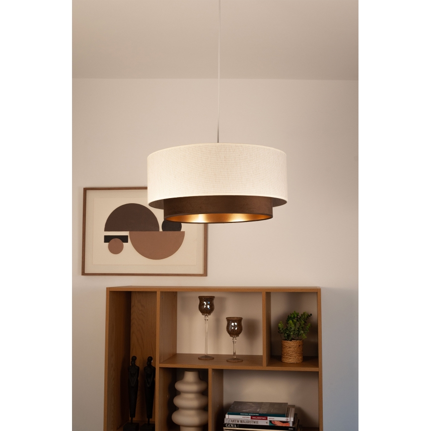 Luster na sajli NATIA 1xE27/60W/230V prečnik 45 cm bela/braon