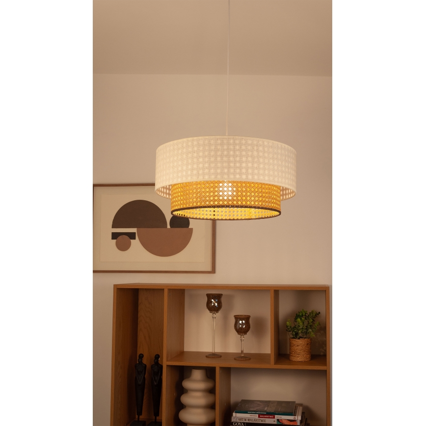 Luster na sajli NATIA 1xE27/60W/230V prečnik 45 cm bela/braon