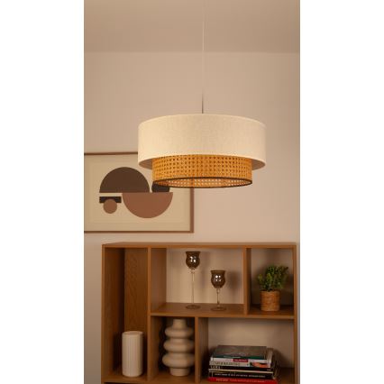 Luster na sajli NATIA 1xE27/60W/230V prečnik 45 cm bela/braon