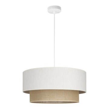 Luster na sajli NATIA 1xE27/60W/230V, prečnik 45 cm, bela/braon