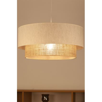 Luster na sajli NATIA 1xE27/60W/230V, prečnik 45 cm, bela/braon