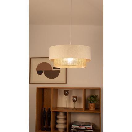 Luster na sajli NATIA 1xE27/60W/230V, prečnik 45 cm, bela/braon
