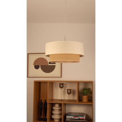Luster na sajli NATIA 1xE27/60W/230V, prečnik 45 cm, bela/braon