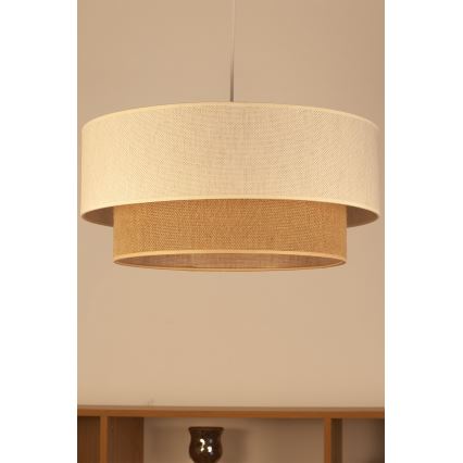 Luster na sajli NATIA 1xE27/60W/230V, prečnik 45 cm, bela/braon