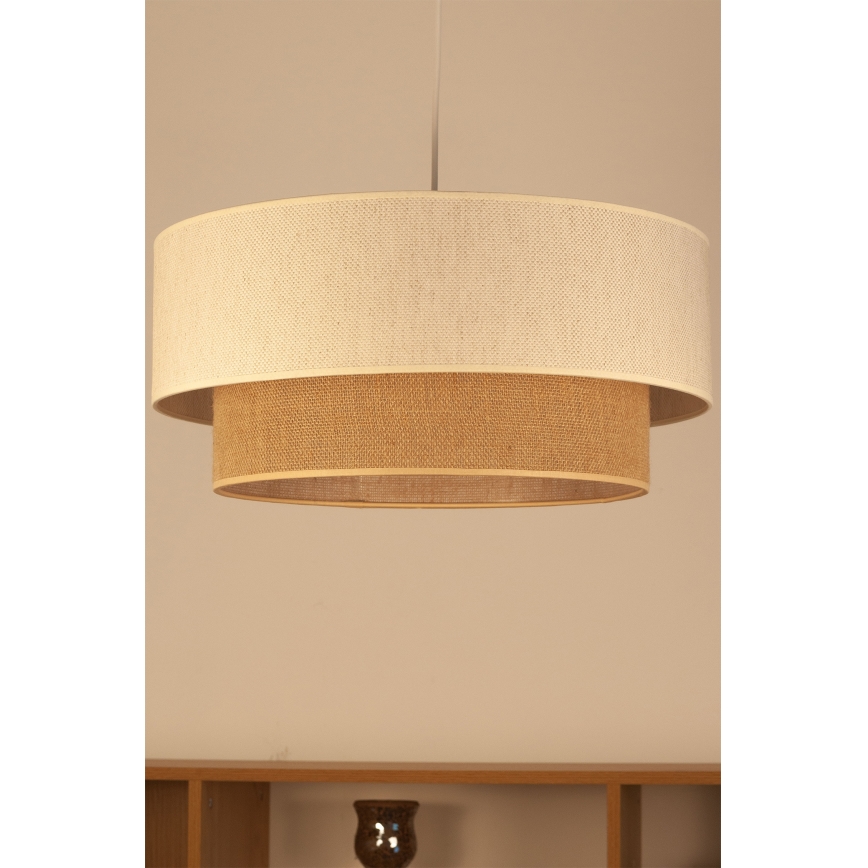 Luster na sajli NATIA 1xE27/60W/230V, prečnik 45 cm, bela/braon