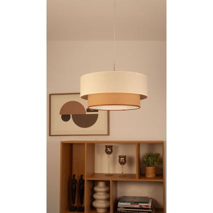 Luster na sajli NATIA 1xE27/60W/230V prečnik 45 cm beo/braon