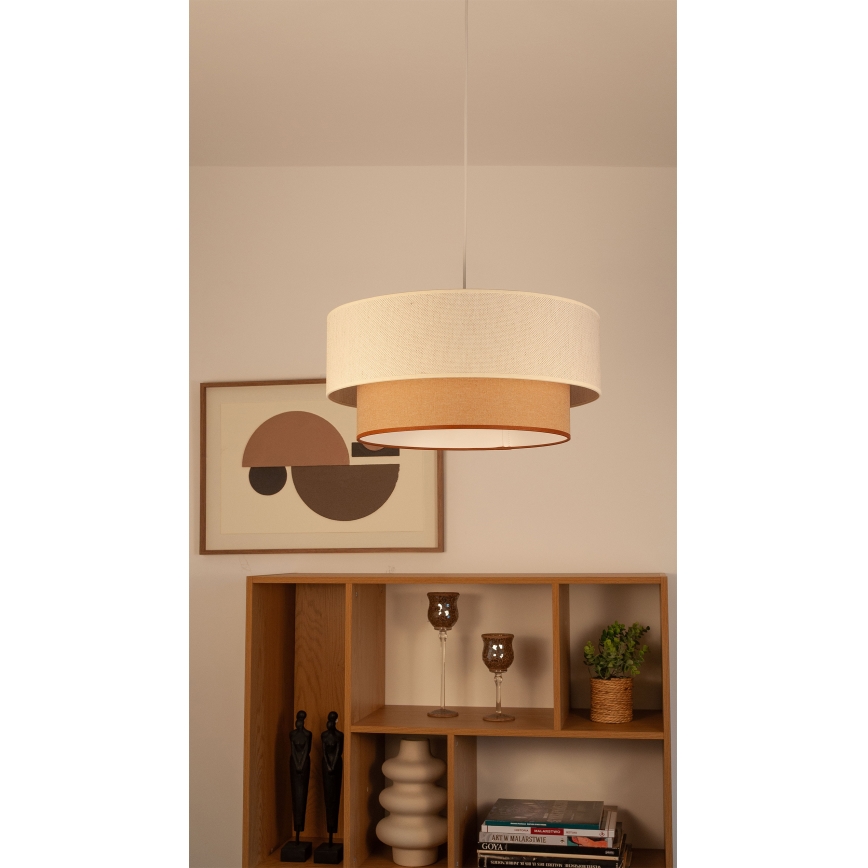 Luster na sajli NATIA 1xE27/60W/230V prečnik 45 cm beo/braon