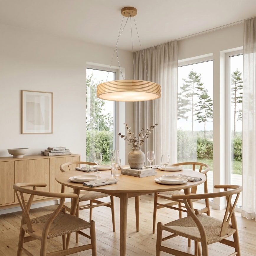 Luster na sajli NATURAL MODERN 3xE27/15W/230V prečnik 47,5 cm od borovine