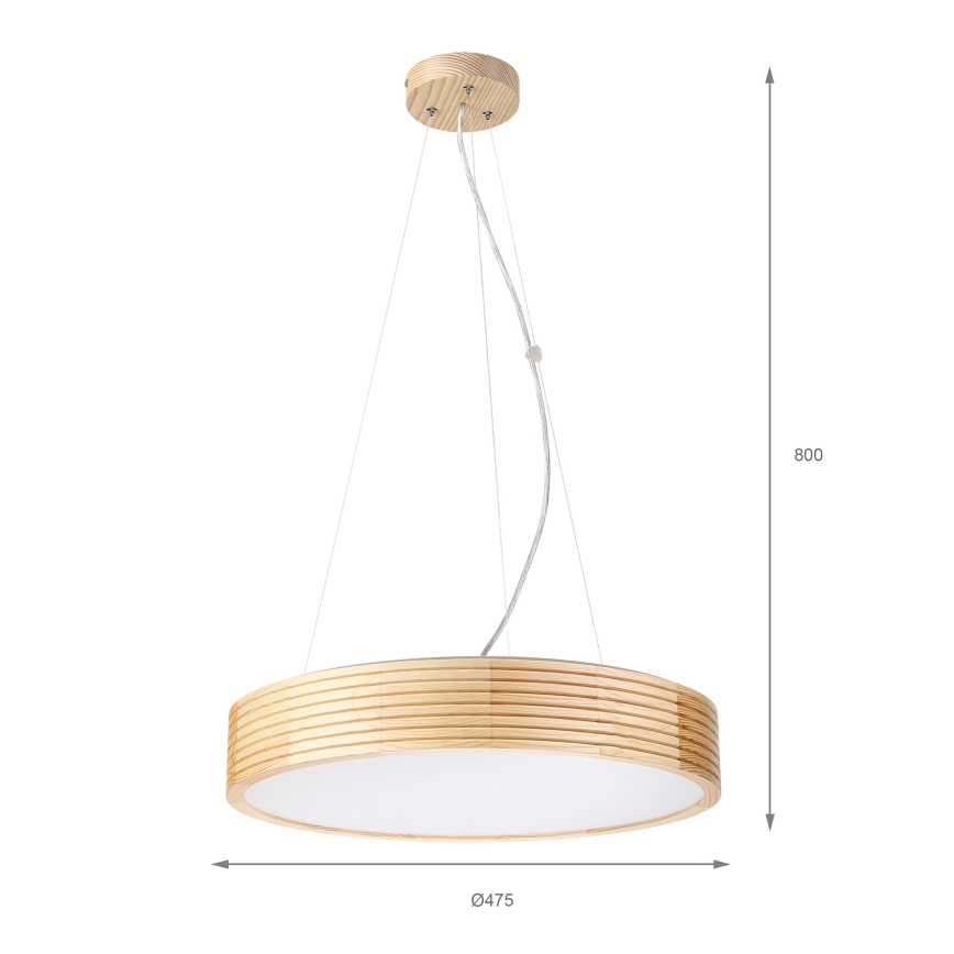 Luster na sajli NATURAL MODERN 3xE27/15W/230V prečnik 47,5 cm od borovine