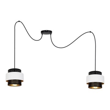 Luster na sajli NESS 2xE27/60W/230V pauk crna/bela