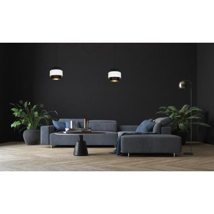 Luster na sajli NESS 2xE27/60W/230V pauk crna/bela