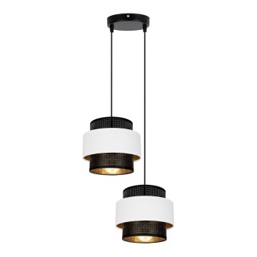 Luster na sajli NESS 2xE27/60W/230V, prečnik 30 cm, crna/bela