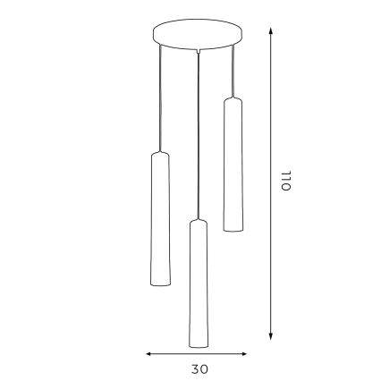 Luster na sajli NEST 3xGU10/8W/230V crna/sjajni hrom