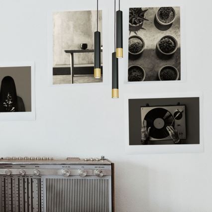 Luster na sajli NEST 3xGU10/8W/230V crna/zlatna okrugao