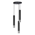 Luster na sajli NEST 3xGU10/8W/230V crni/sjajni hrom