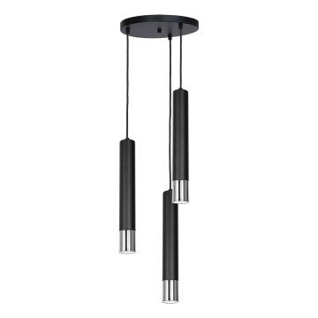 Luster na sajli NEST 3xGU10/8W/230V crni/sjajni hrom