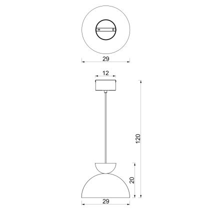 Luster na sajli NEVIS 1xE27/15W/230V prečnik 29 cm bordo